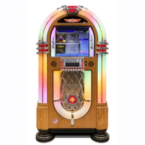 rock ola digital music center jukebox in light oak with bluetooth