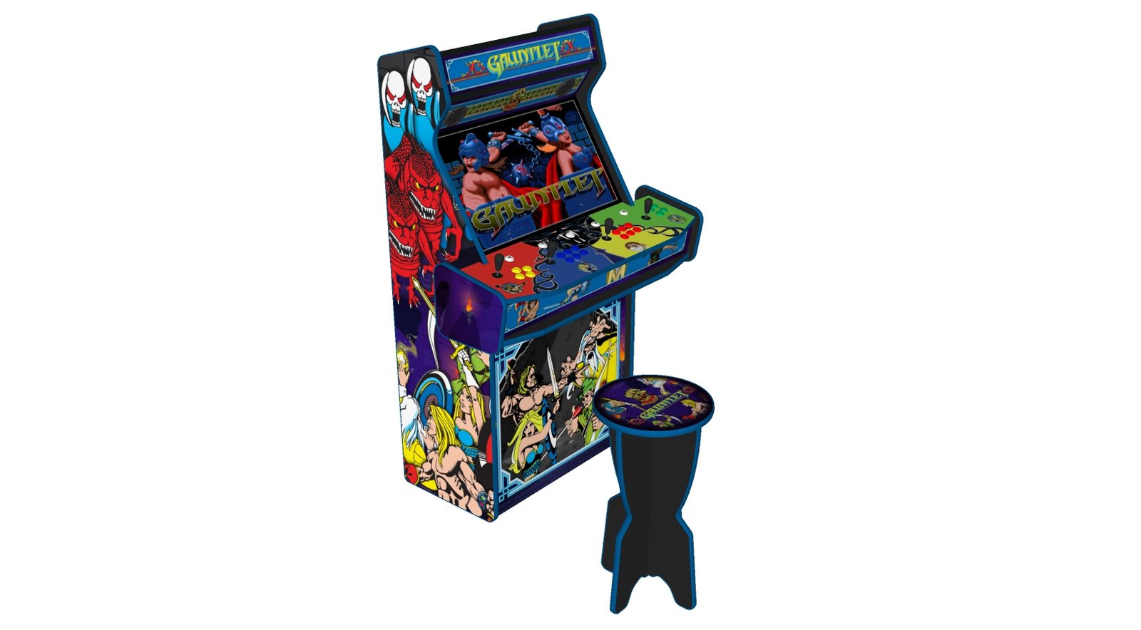 gauntlet upright 4 player arcade machine, 32″ screen, 120w sub, 5000 games gauntlet upright 4 player arcade machine, 32″ screen, 120w sub, 5000 games